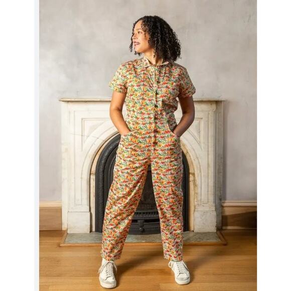 MIXED by NASRIN Sz XXL 2xl Apple Print Zip Front Jumpsuit Coverall - Picture 1 of 6
